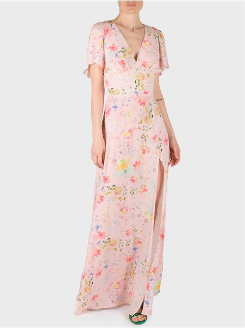 Long Crêpe Dress with V-Neckline and Smocked Back MAR DE MARGARITAS | MMABW01176TMFI0025RO64